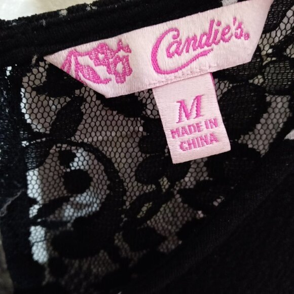 Candie's Junior Size M Black-White Block Check Dress. Back Lace Yoke Detail. - Picture 4 of 5